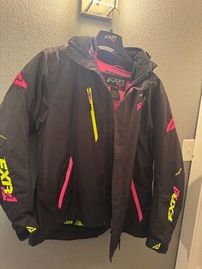 FXR Women’s Black Ski Jacket with Pink & Neon Yellow Accents